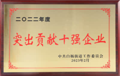 2022年度突出貢獻十強企業
中共白楊街道工作委員會